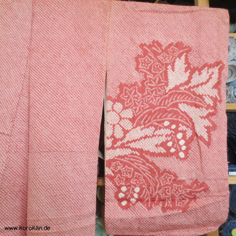 Homongi Seiden Kimono, Full Shibori Paulownia in altrosa