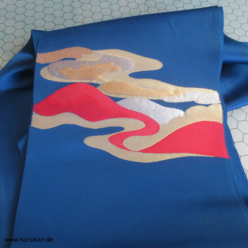 abstrakte Welle auf blau Nagoya Obi