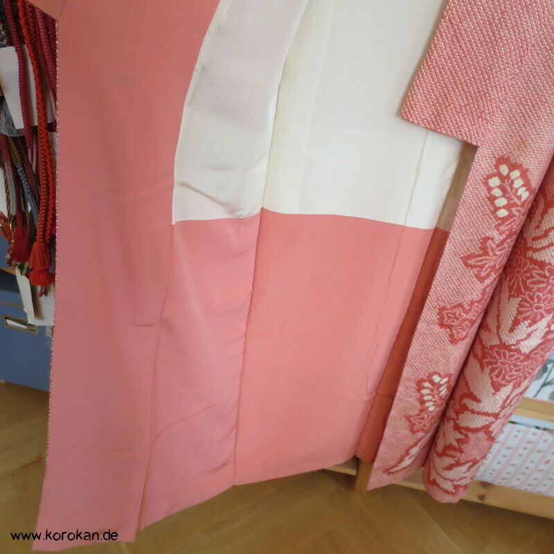 Homongi Seiden Kimono, Full Shibori Paulownia in altrosa