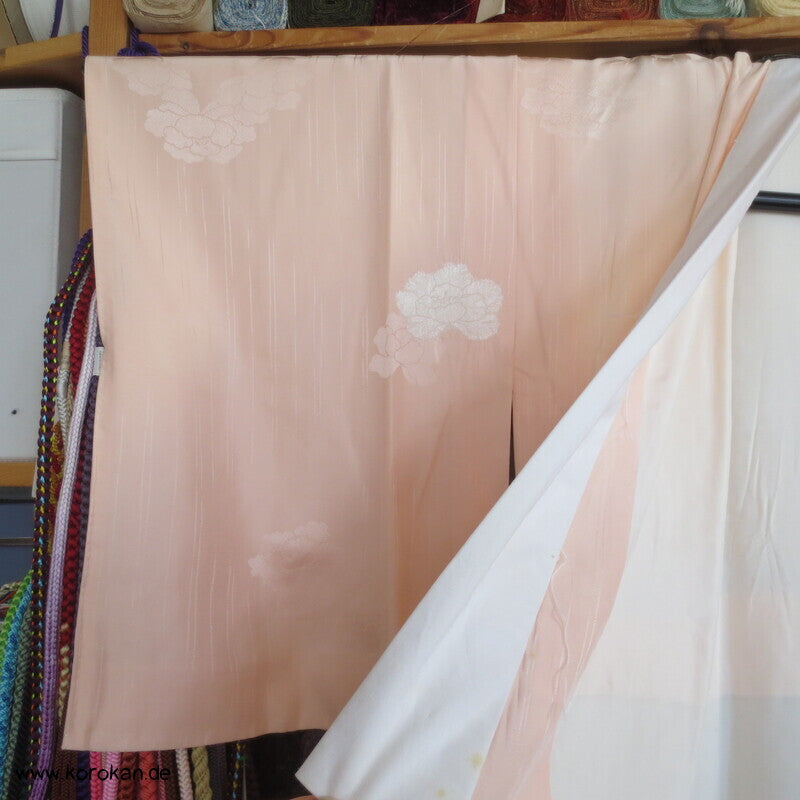 Shibori Elemente Päonien Seidendamast Juban Unterkimono