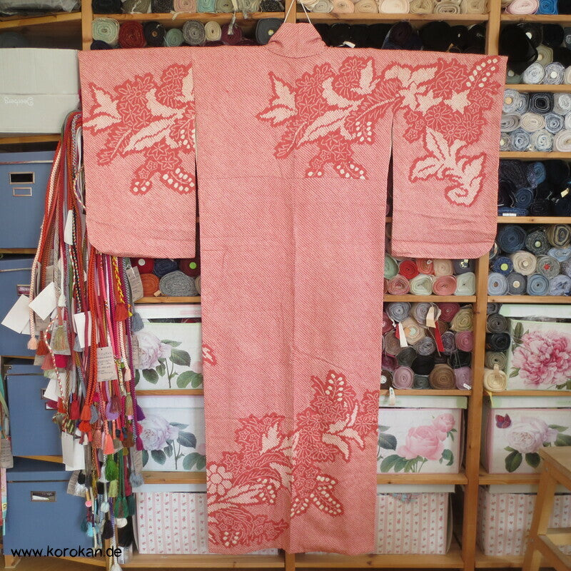 Homongi Seiden Kimono, Full Shibori Paulownia in altrosa
