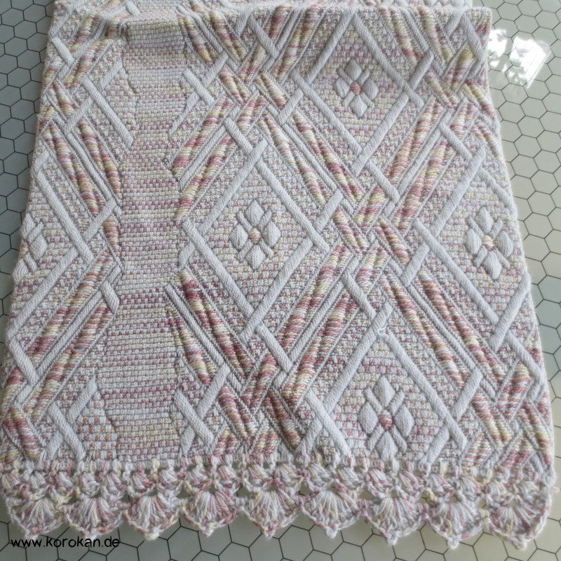 japanischer Kimono Schal aus feiner Wolle (?) mit Häkelei