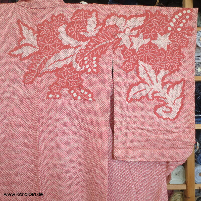 Homongi Seiden Kimono, Full Shibori Paulownia in altrosa