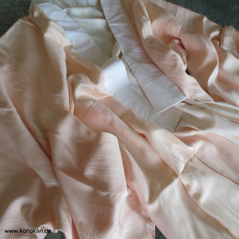 Shibori Elemente Päonien Seidendamast Juban Unterkimono