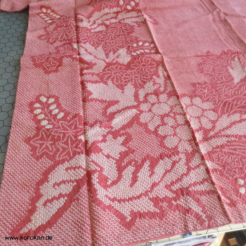 Homongi Seiden Kimono, Full Shibori Paulownia in altrosa
