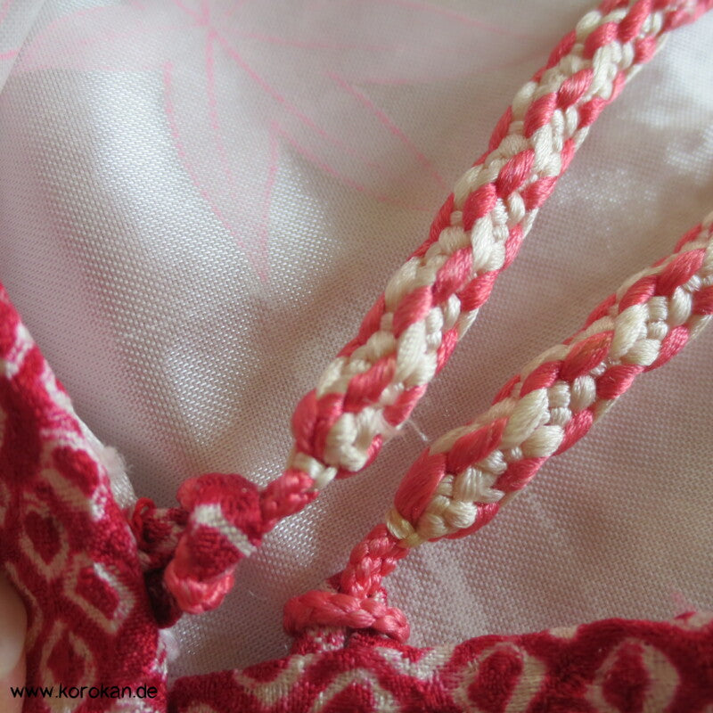 Full Shibori Bambuswedel Haori Kimono Jacke weiß - dunkelrot