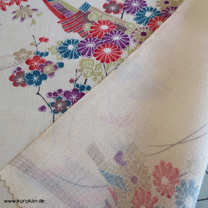 Blüten am Fluss Wolle Kimono Stoffrest
