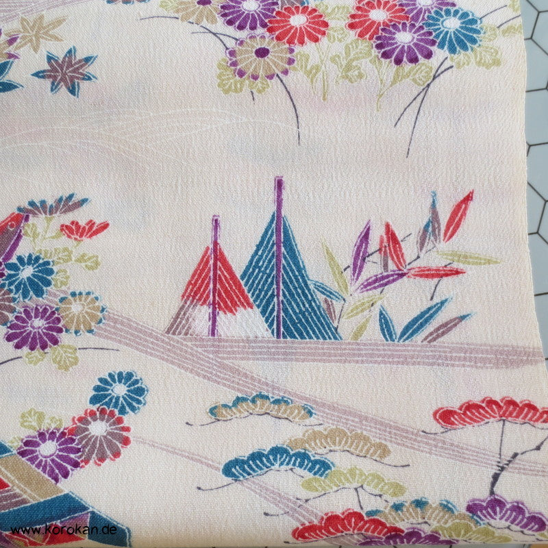 Blüten am Fluss Wolle Kimono Stoffrest