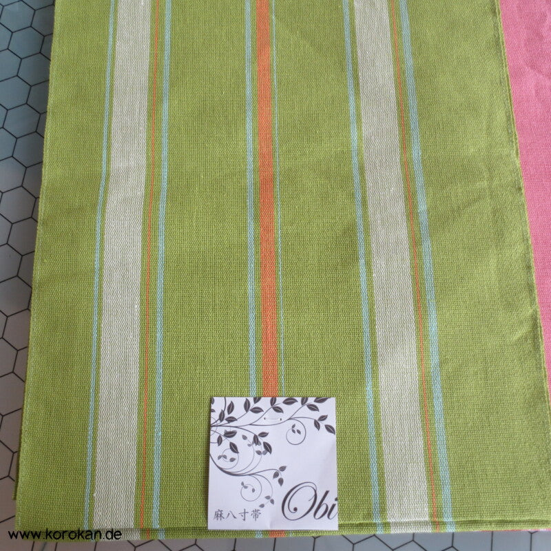 Streifen (Heko) Obi aus grob gewebtem Asa - Hanf