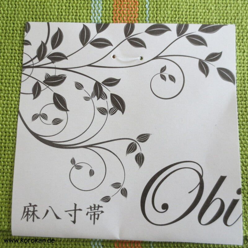 Streifen (Heko) Obi aus grob gewebtem Asa - Hanf