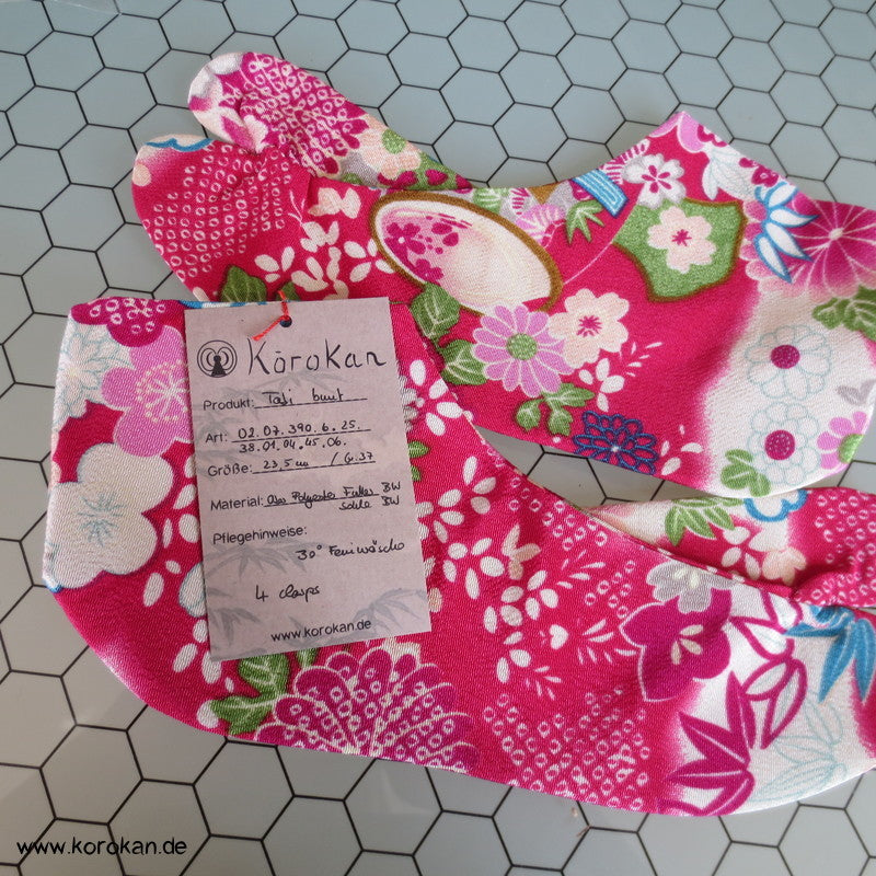 quietschbunte Tabi Socken mit 4 Haken, Gr. 37/38