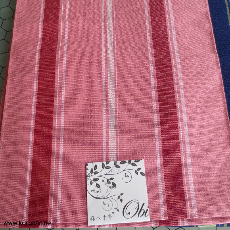 Streifen (Heko) Obi aus grob gewebtem Asa - Hanf