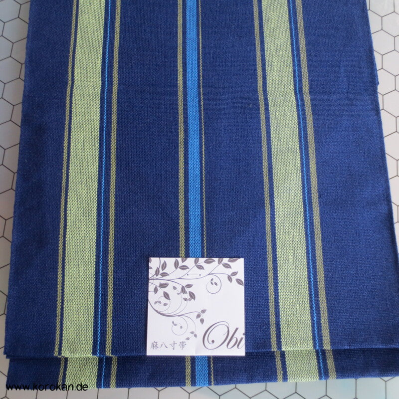 Streifen (Heko) Obi aus grob gewebtem Asa - Hanf