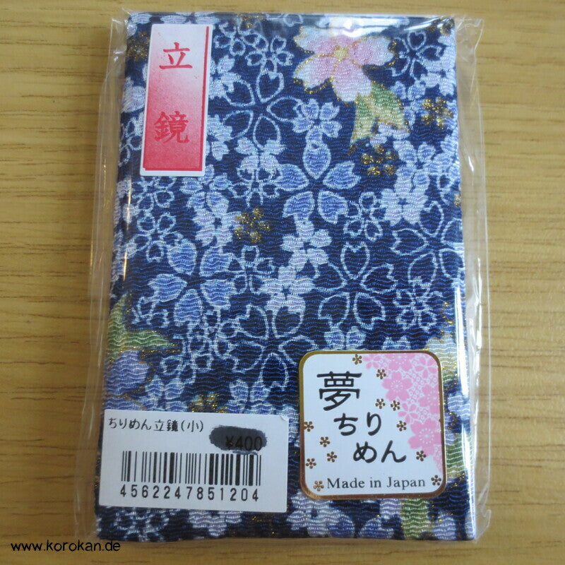 japanischer Taschenspiegel in Seidenfutteral, Sakura