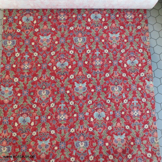 Granatapfelblüten Tatewaku Druck Tsumugi Kimono Seide