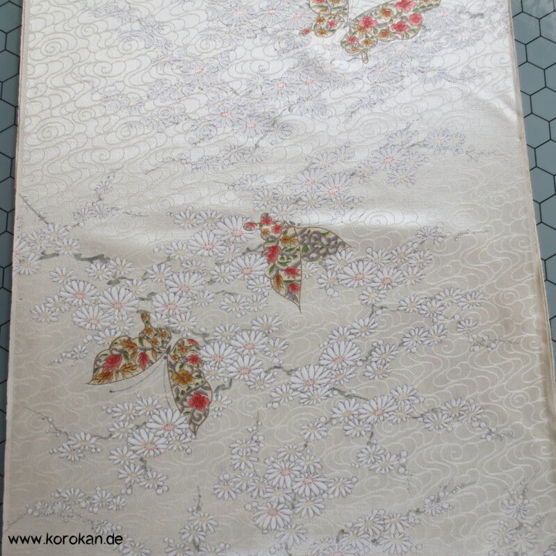 Schmetterling und Wellen Seide / Wolle Kimono Damast
