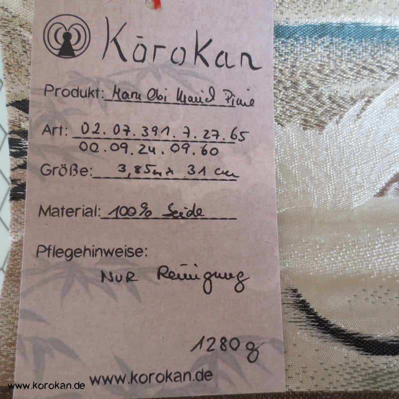 Kranich Pinie Maru Seidenbrokat Obi Kimonogürtel