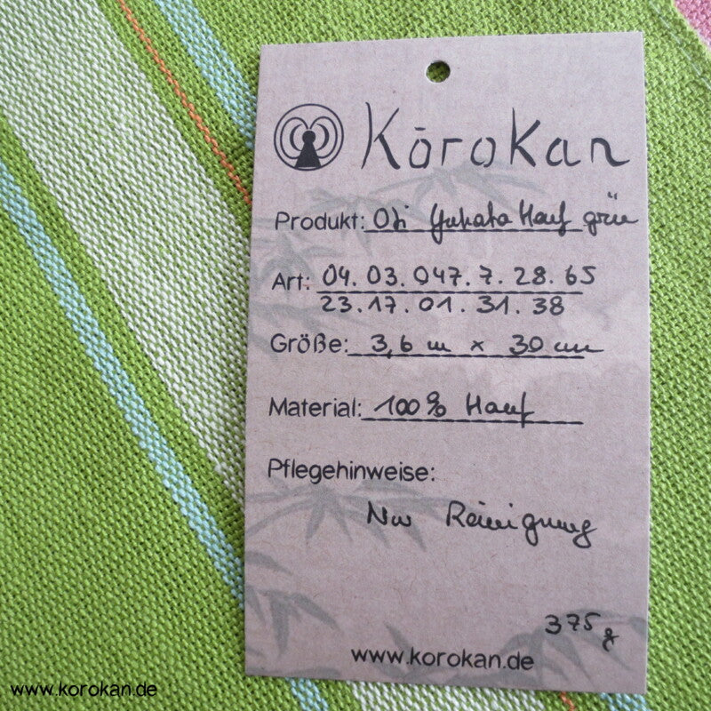 Streifen (Heko) Obi aus grob gewebtem Asa - Hanf