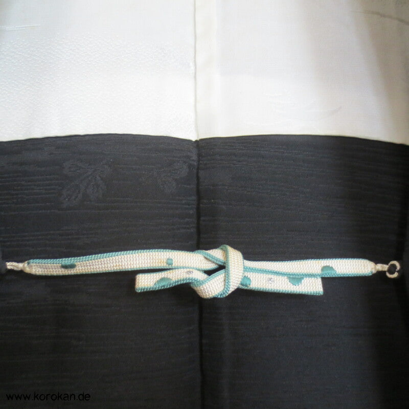 japanische Haori Kimono Jacke schwarzer Seidenbrokat Urushi Blätter