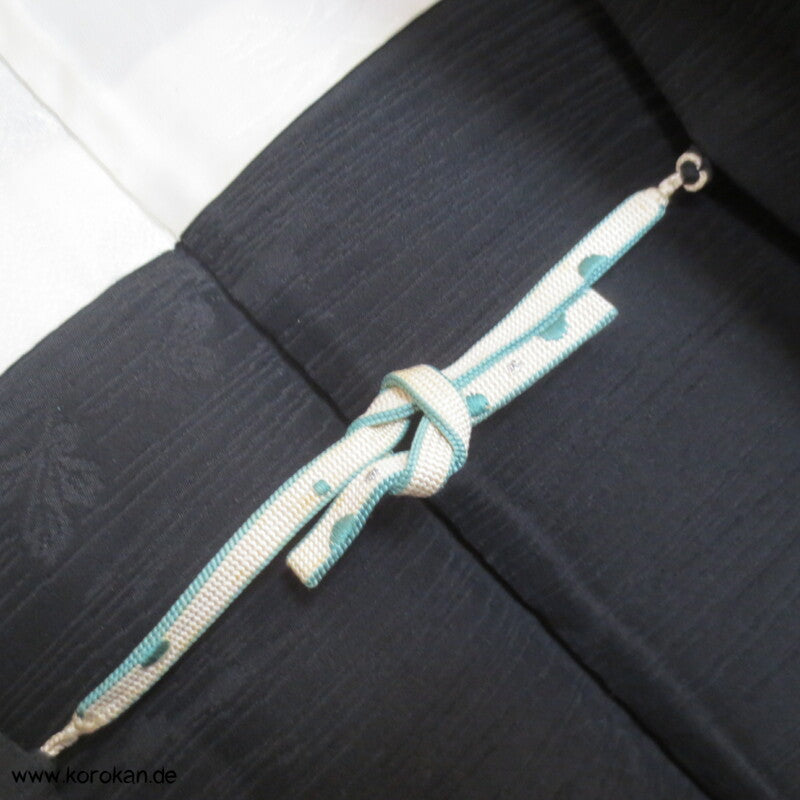 japanische Haori Kimono Jacke schwarzer Seidenbrokat Urushi Blätter