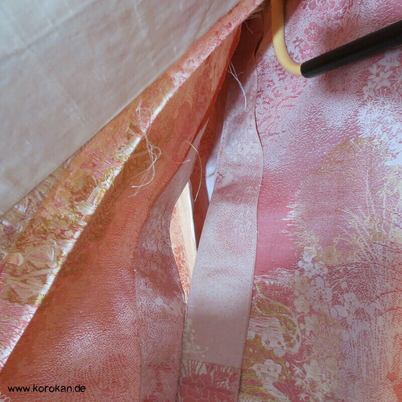 rosa Gartenlandschaft Hitoe Fein Jacquard Kimono