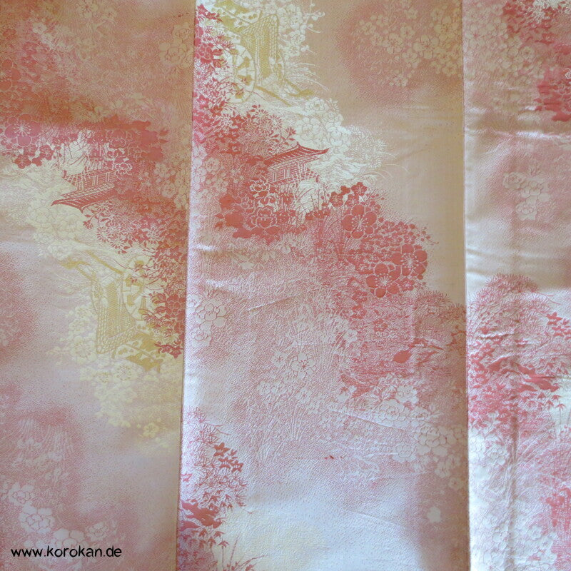 rosa Gartenlandschaft Hitoe Fein Jacquard Kimono