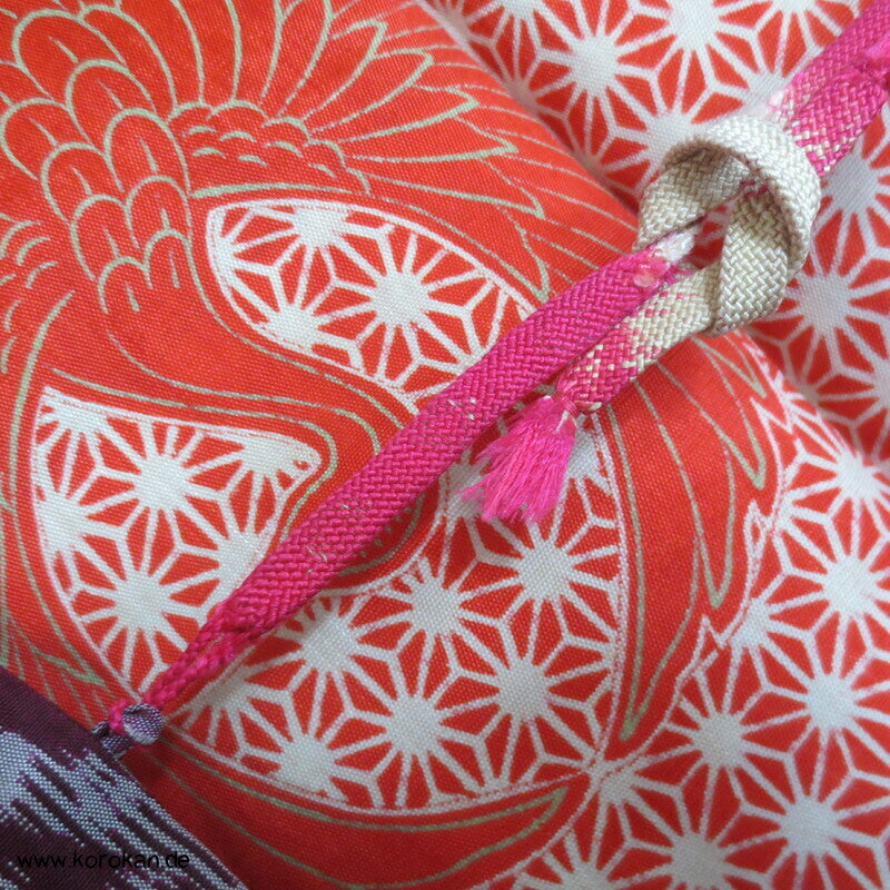 Bambus Kasuri, Kranich Futter Haori Kimono Jacke, mit Himo