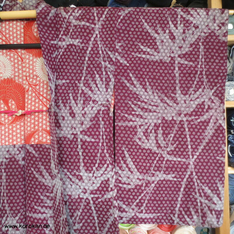 Bambus Kasuri, Kranich Futter Haori Kimono Jacke, mit Himo