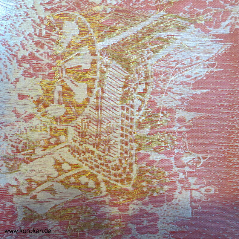 rosa Gartenlandschaft Hitoe Fein Jacquard Kimono