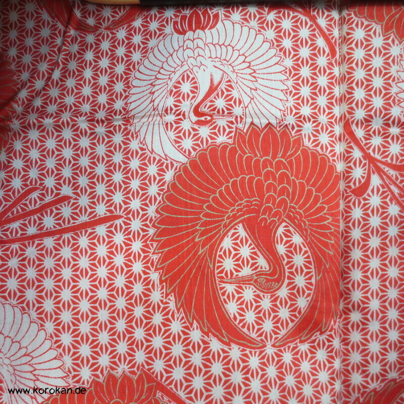 Bambus Kasuri, Kranich Futter Haori Kimono Jacke, mit Himo