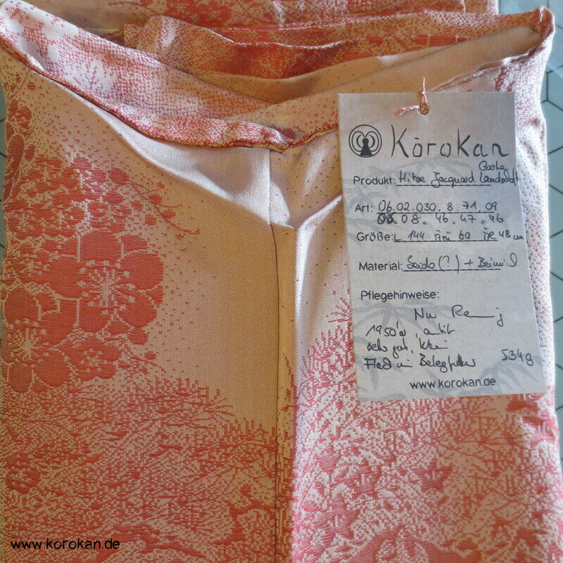 rosa Gartenlandschaft Hitoe Fein Jacquard Kimono