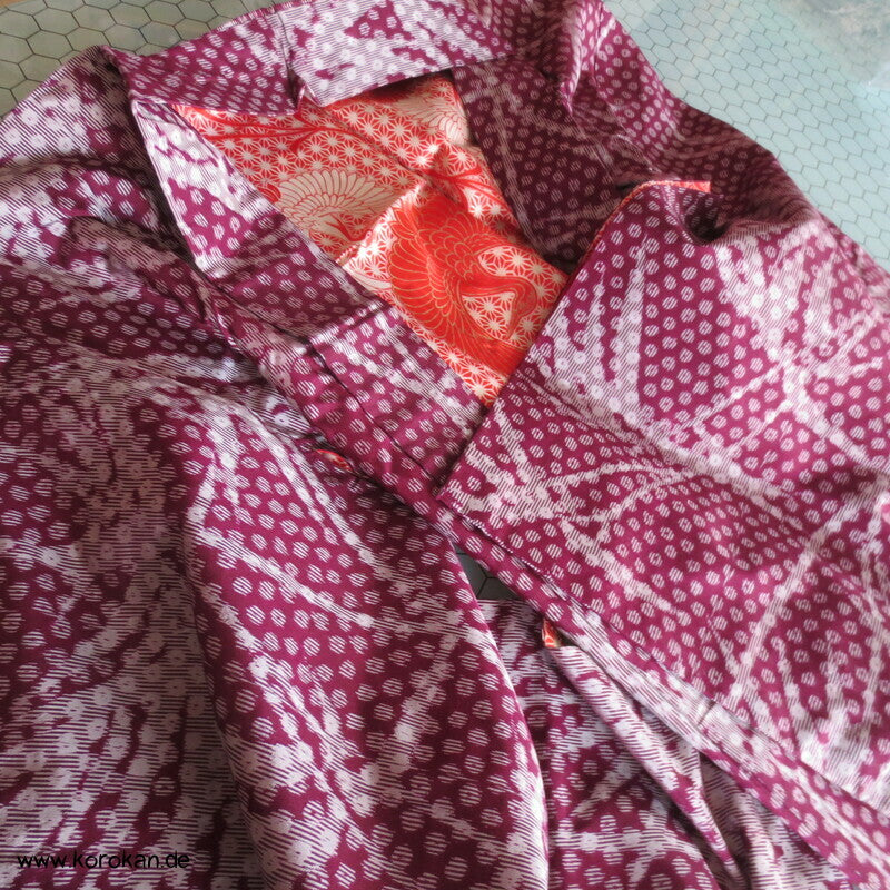 Bambus Kasuri, Kranich Futter Haori Kimono Jacke, mit Himo