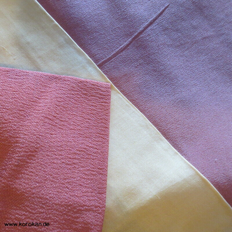 glitzernde Rosen auf altlachs Seidenjacquard 1960'er Komon Kimono