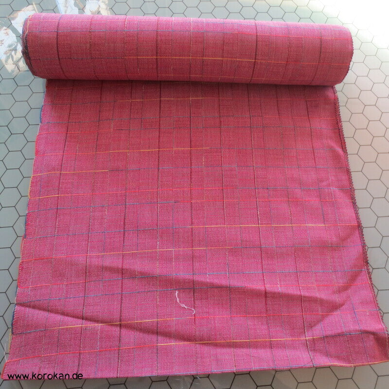 pink, buntes Überkaro handgewebtes Kimono Wollmischgewebe