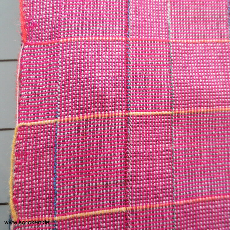 pink, buntes Überkaro handgewebtes Kimono Wollmischgewebe