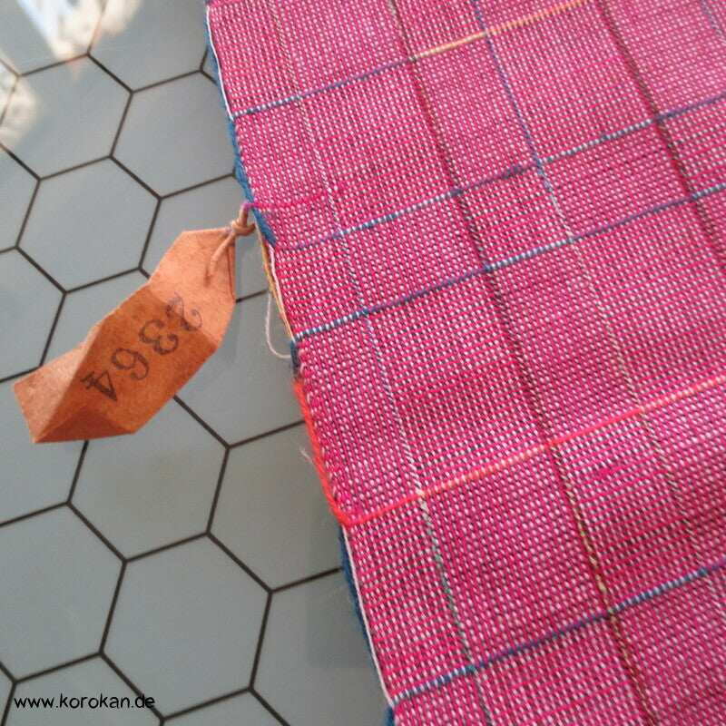pink, buntes Überkaro handgewebtes Kimono Wollmischgewebe