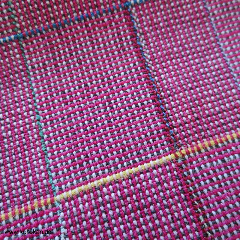 pink, buntes Überkaro handgewebtes Kimono Wollmischgewebe