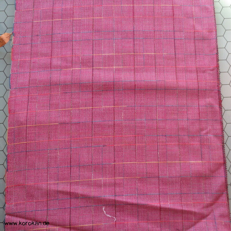 pink, buntes Überkaro handgewebtes Kimono Wollmischgewebe