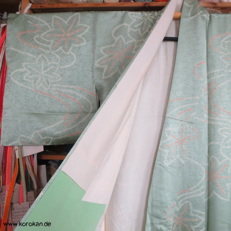 Ahornblätter Shibori Seiden Komon Kimono
