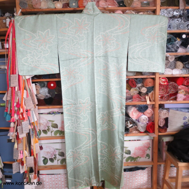 Ahornblätter Shibori Seiden Komon Kimono