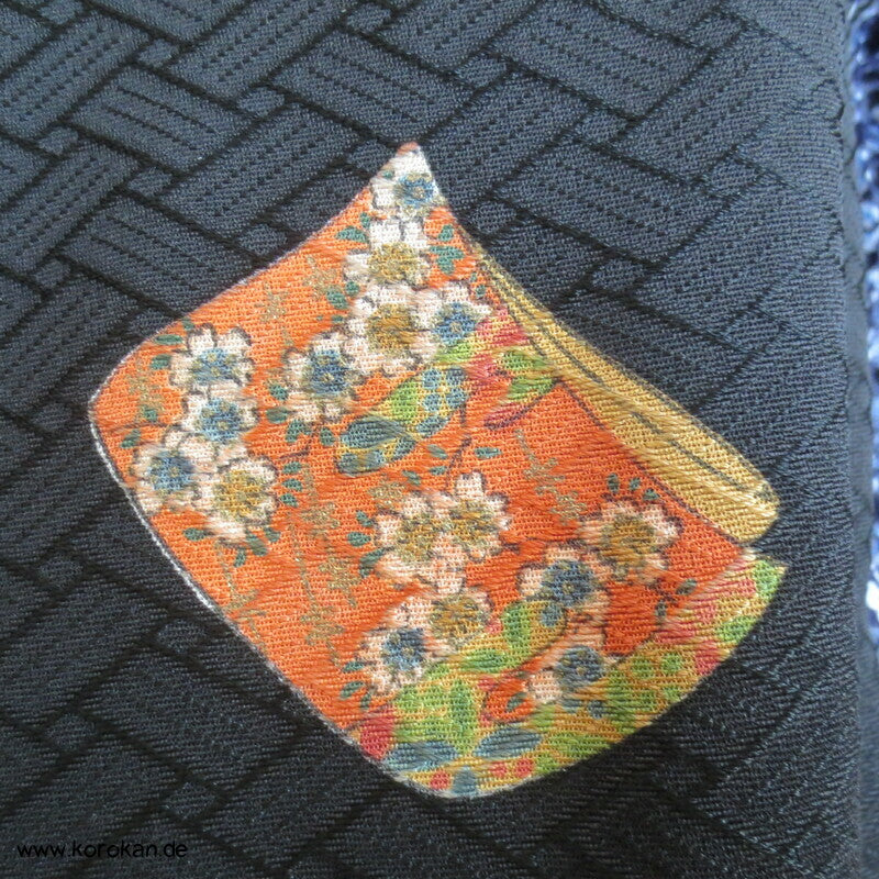 Tagasode, schwebende Ärmel Hitoe - ungefütterter Higaki Seidendamast Kimono