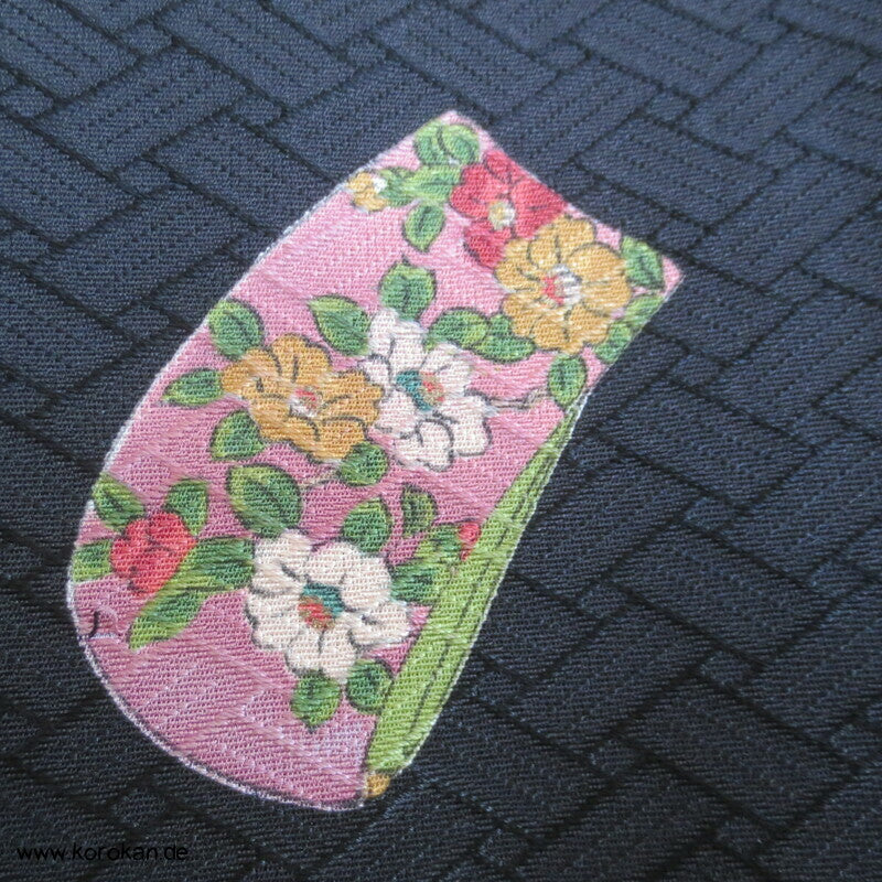 Tagasode, schwebende Ärmel Hitoe - ungefütterter Higaki Seidendamast Kimono