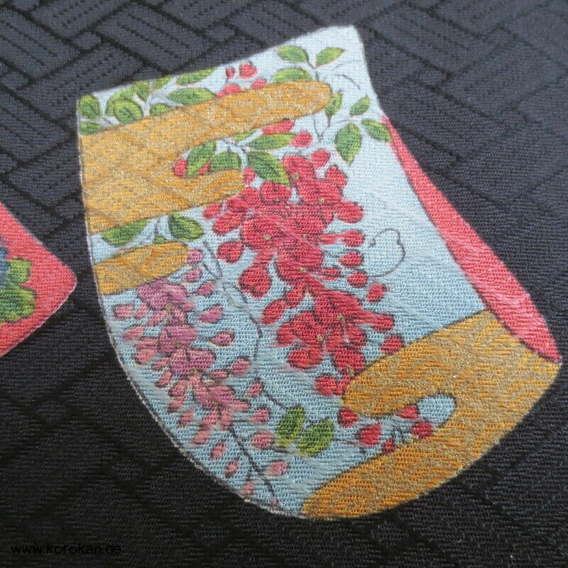 Tagasode, schwebende Ärmel Hitoe - ungefütterter Higaki Seidendamast Kimono