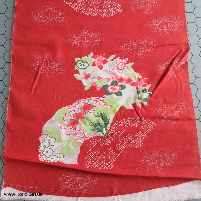 Fächer- und Pfingstrosen Habutai Kimono Seide