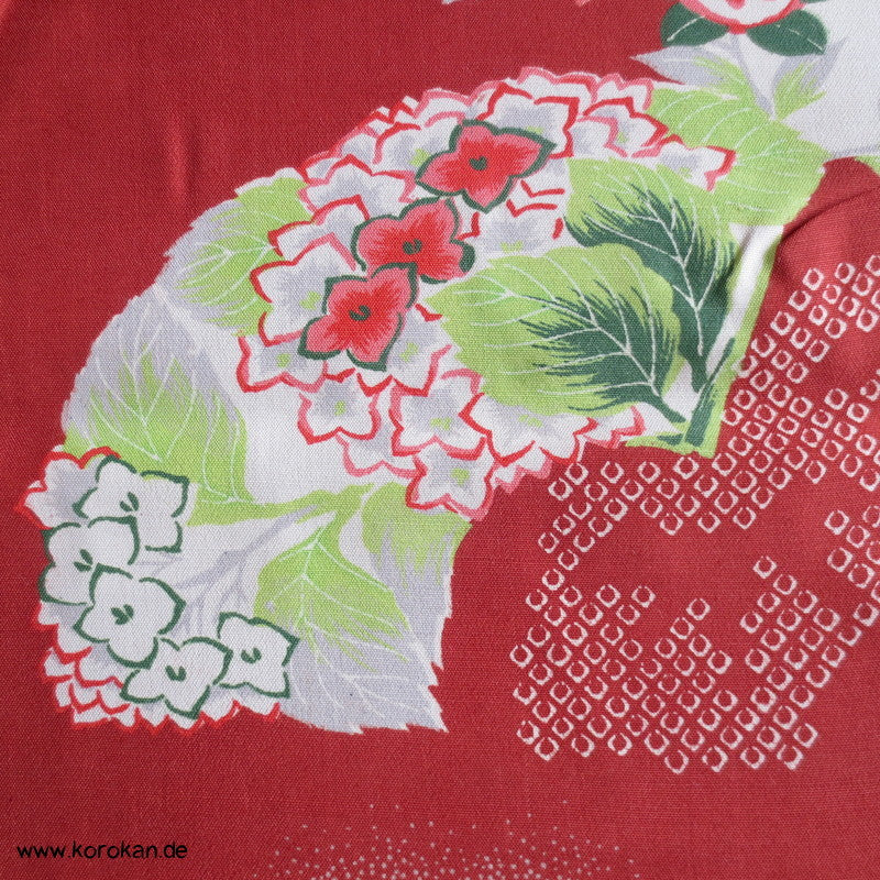 Fächer- und Pfingstrosen Habutai Kimono Seide