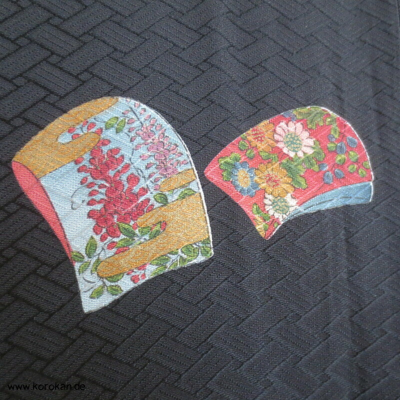 Tagasode, schwebende Ärmel Hitoe - ungefütterter Higaki Seidendamast Kimono