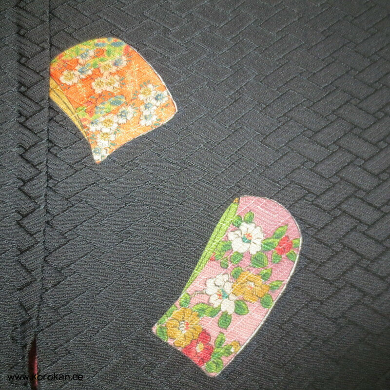 Tagasode, schwebende Ärmel Hitoe - ungefütterter Higaki Seidendamast Kimono