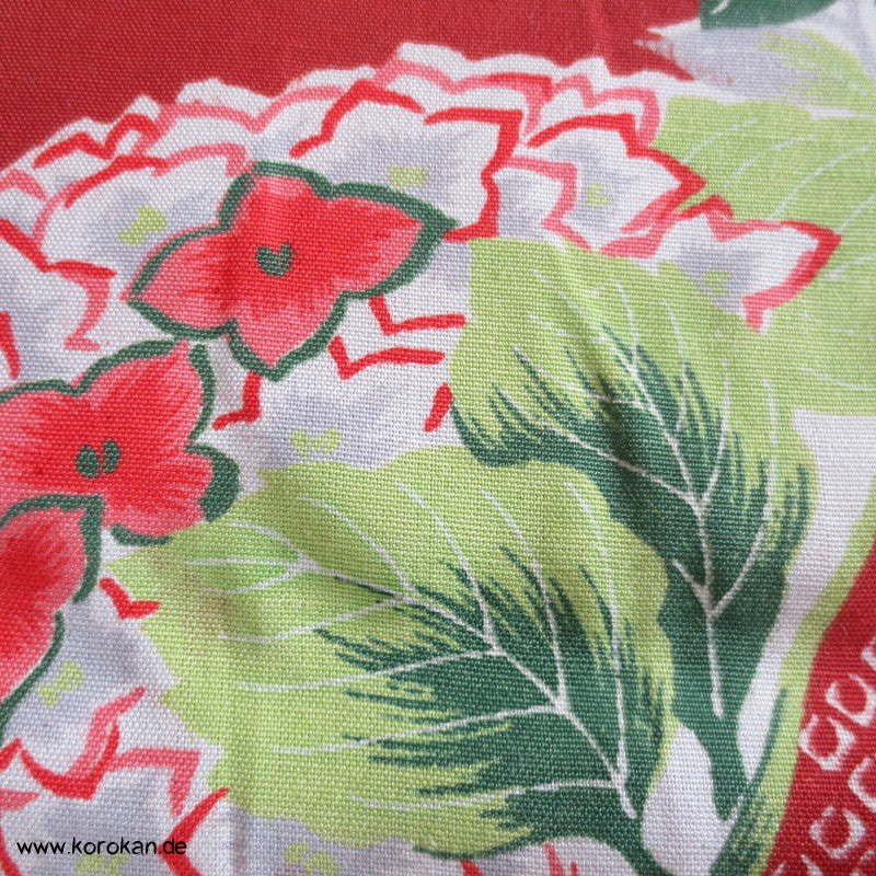 Fächer- und Pfingstrosen Habutai Kimono Seide