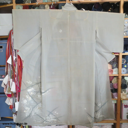 Gartenteichmuster, teilbestickt Hitoe Irotomesode Seiden Kimono