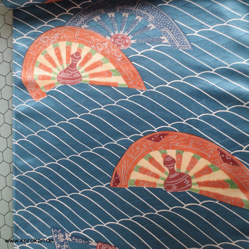 Genji Wasserrad Wellendamast Kimono Seide